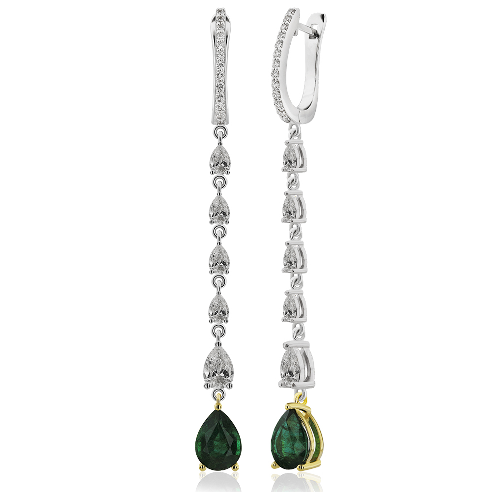 1,47 Ct. Diamond Emerald Earring